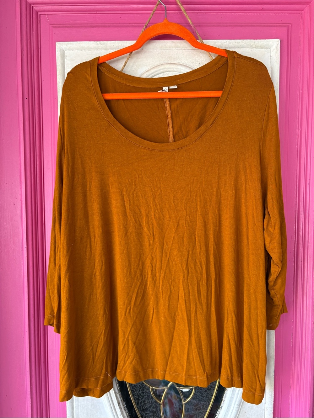 Cato Women's Long Sleeve Scoop Neck Top - Burnt Orange